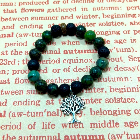 Handmade Tree Charm Bracelet with Natural African Turquoise Stones! - Picture 2 of 4